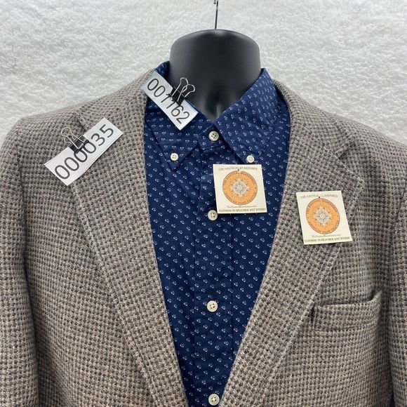 VTG Levi Strauss Tailored Classic Wool Tweed Sport Coat 2 Leather Button Men 44R - Picture 5 of 16